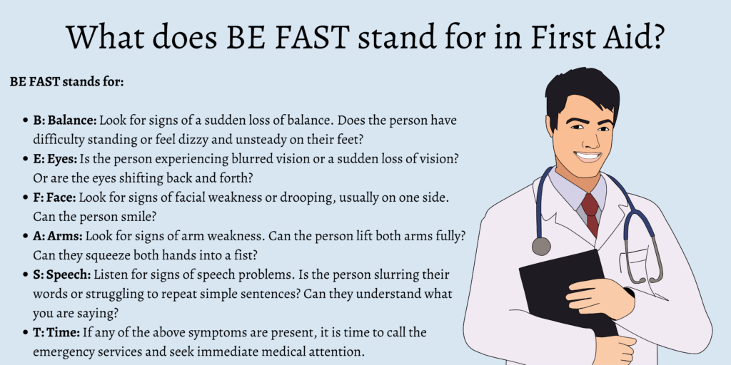 What does BE FAST stand for in First Aid