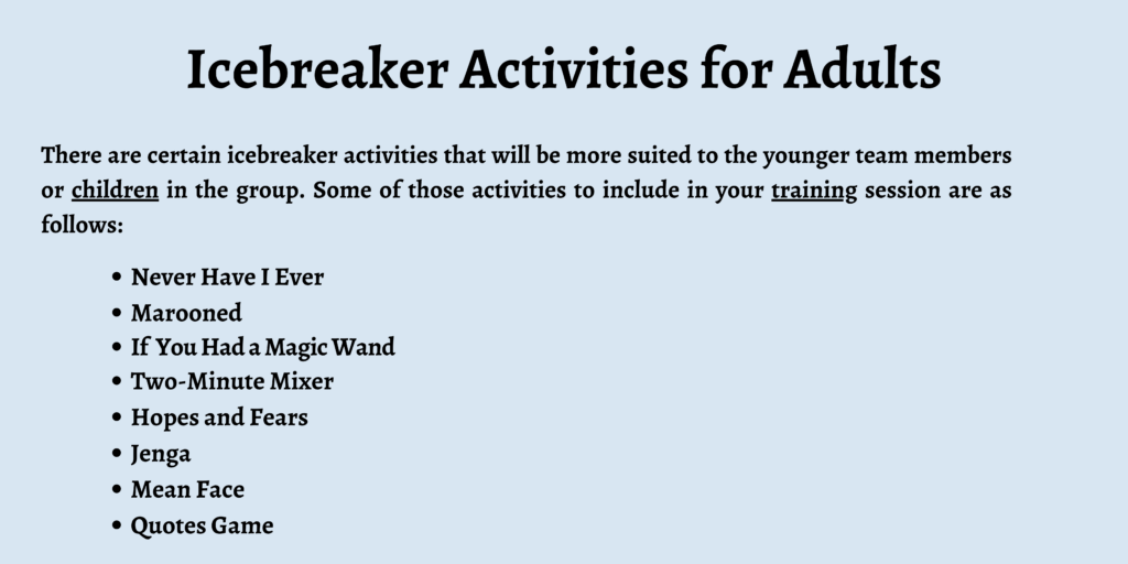 Activities for Adults
